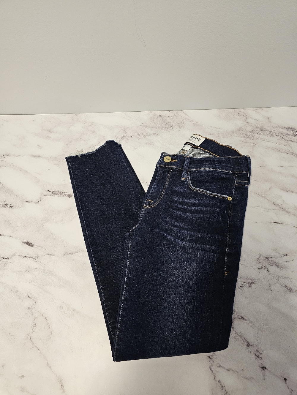 Frame Denim Le Skinny De Jeanne Mid Rise Blue Skinny Jeans 25 Preowned - Picture 3 of 8